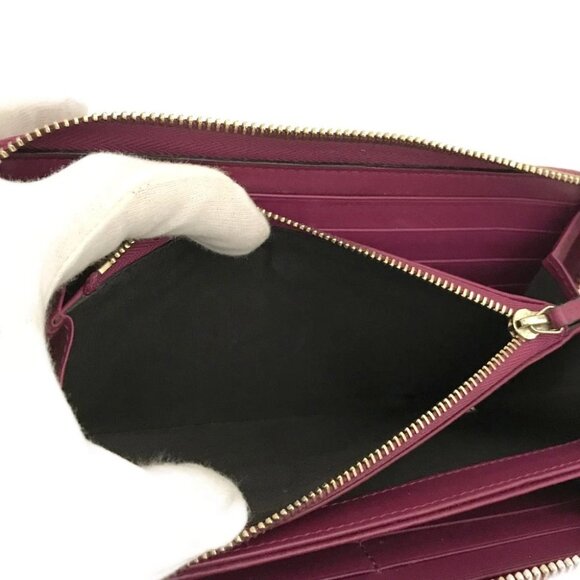 GUCCI Ssima GG Logo Leather Zip Around Long Wallet Purple/7BG0493 - Picture 6 of 8